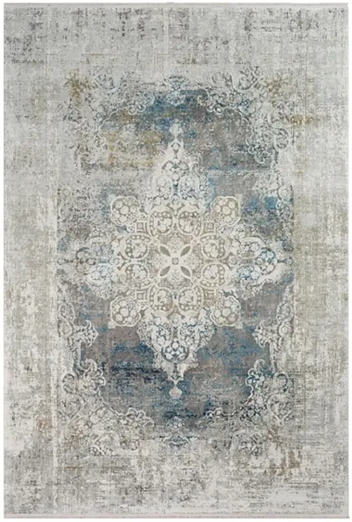 Solaris Topaz Rug in Sky Blue, Dark Blue, Taupe, Medium Gray, Light Gray, White, Bright Yellow by Surya