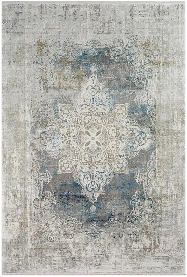 Solaris Topaz Rug in Sky Blue, Dark Blue, Taupe, Medium Gray, Light Gray, White, Bright Yellow by Surya