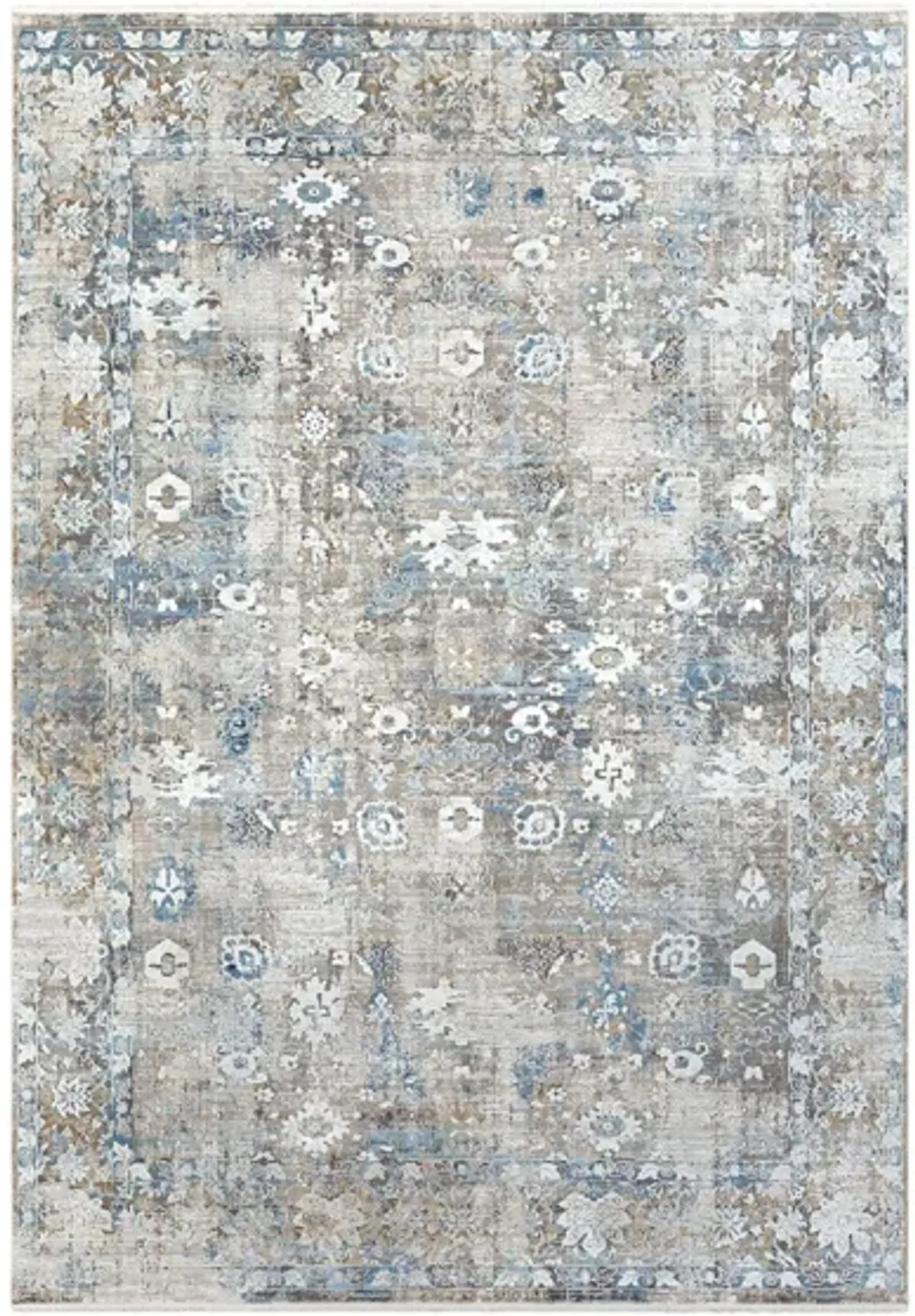 Solaris Sapphire Rug in Sky Blue, Dark Blue, Taupe, Medium Gray, Light Gray, White, Bright Yellow by Surya