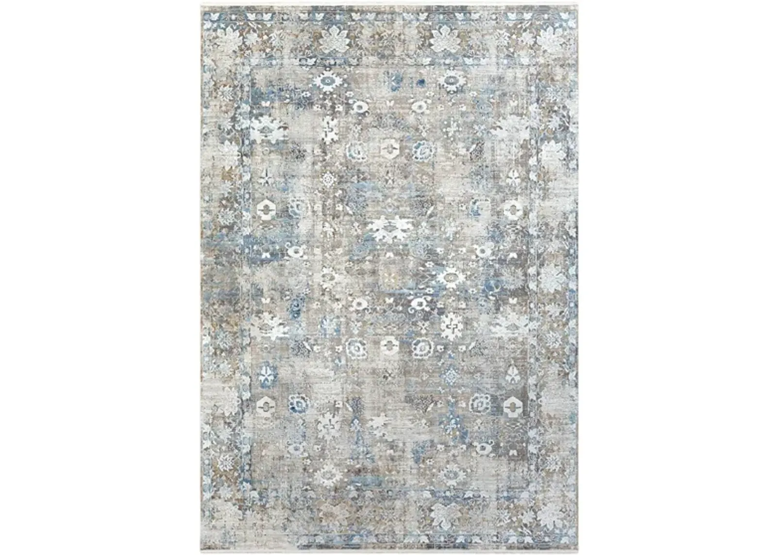 Solaris Sapphire Rug in Sky Blue, Dark Blue, Taupe, Medium Gray, Light Gray, White, Bright Yellow by Surya