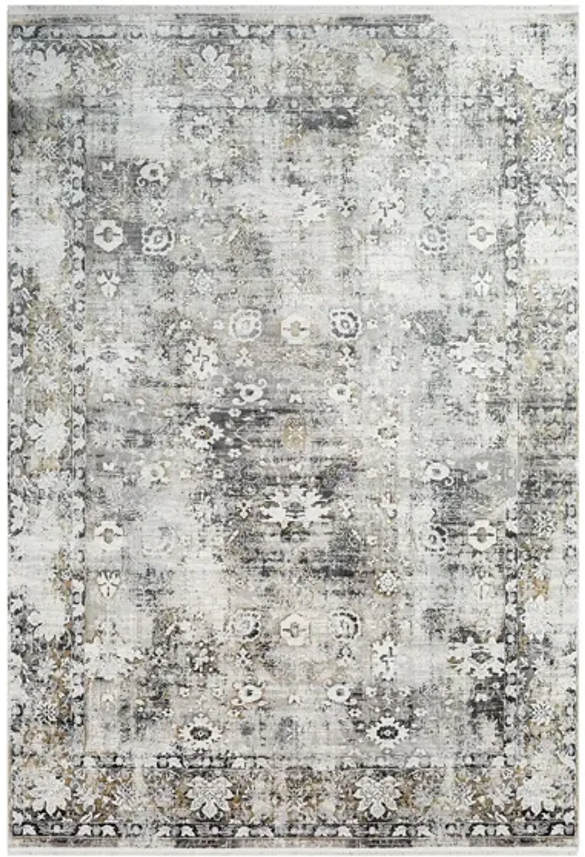 Solaris Desert Rose Rug in Charcoal, Taupe, Medium Gray, Bright Yellow, White, Light Gray by Surya