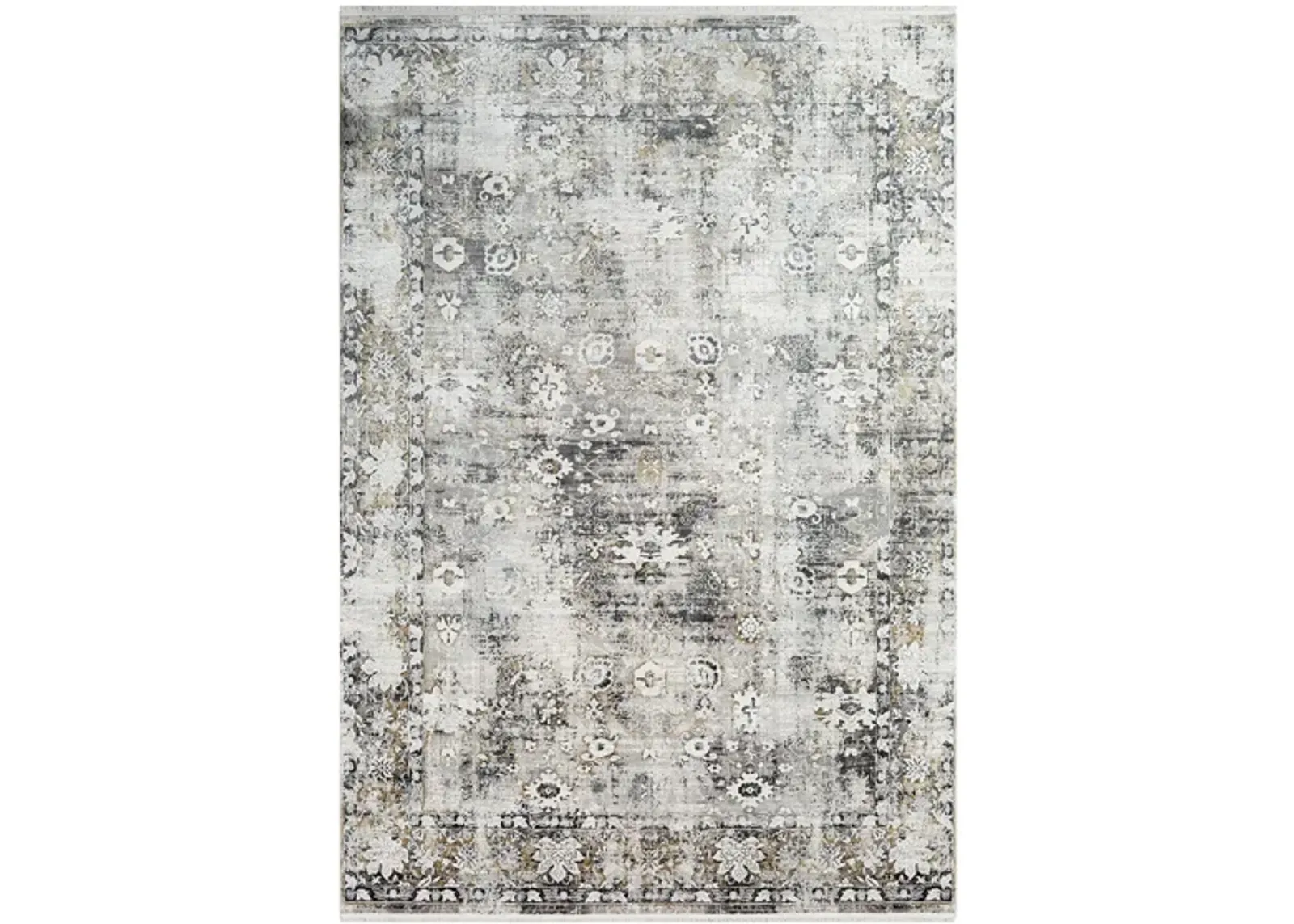 Solaris Desert Rose Rug in Charcoal, Taupe, Medium Gray, Bright Yellow, White, Light Gray by Surya