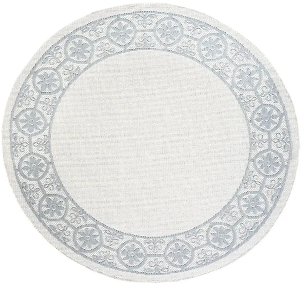 Bermuda St. David Indoor/Outdoor Round Area Rug in Ivory & Light Blue by Safavieh