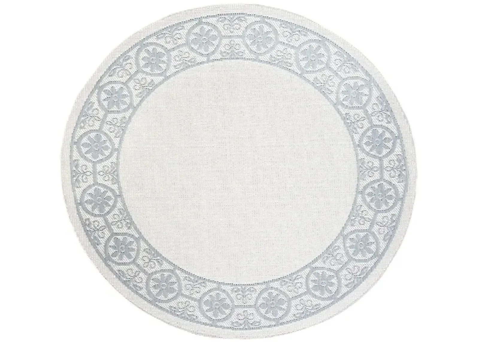 Bermuda St. David Indoor/Outdoor Round Area Rug in Ivory & Light Blue by Safavieh