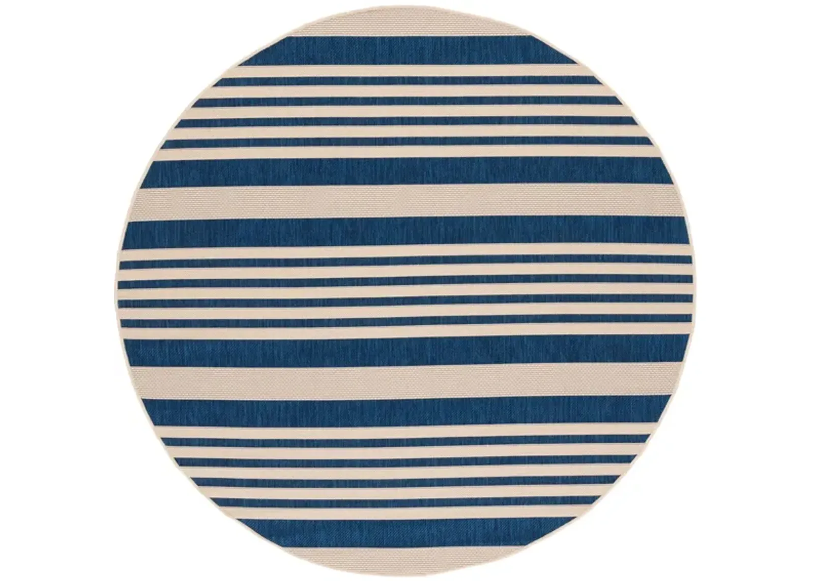 Courtyard Indoor/Outdoor Area Rug Round in Navy & Beige by Safavieh