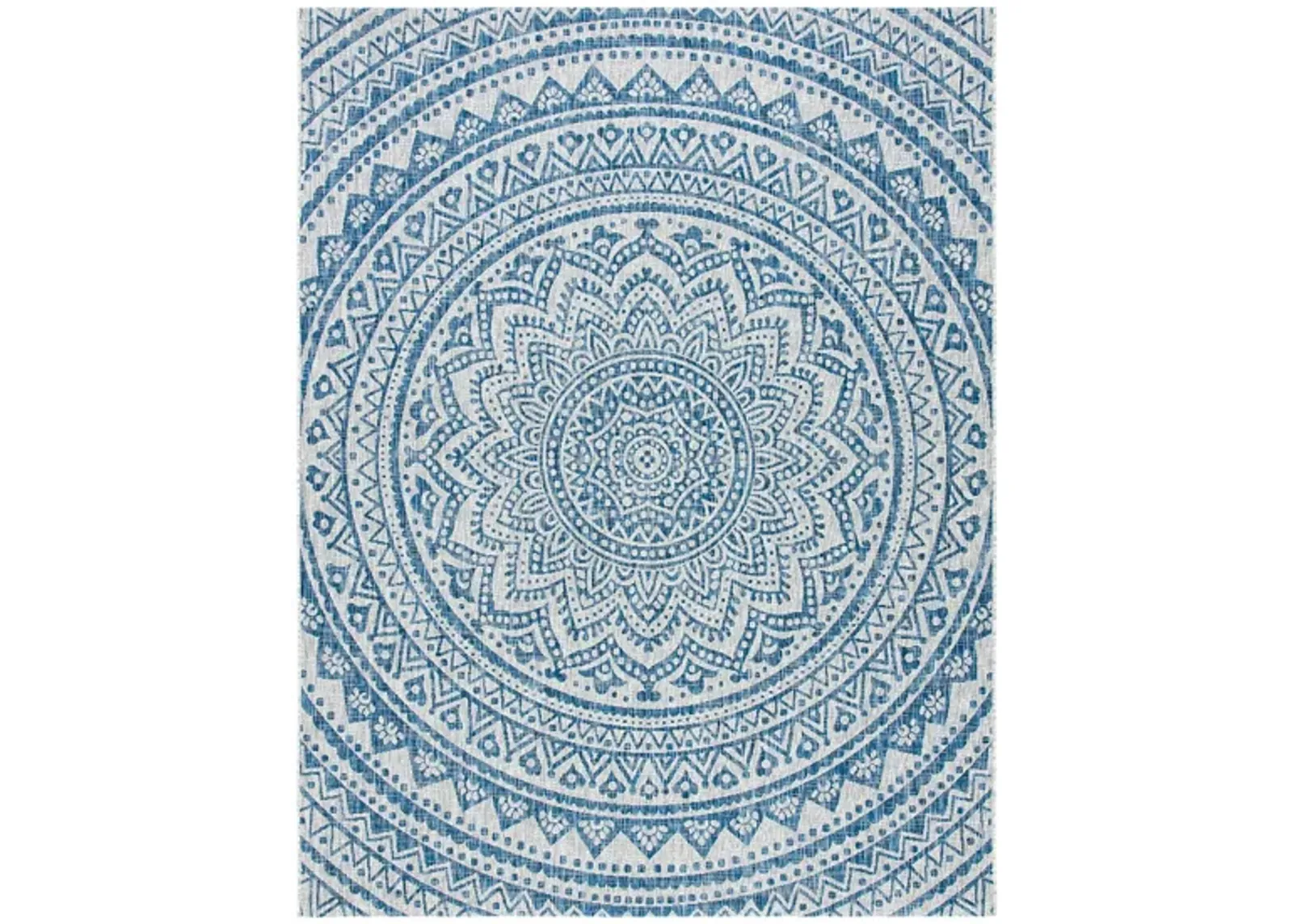 Courtyard Mandala Indoor/Outdoor Area Rug in Light Gray & Blue by Safavieh