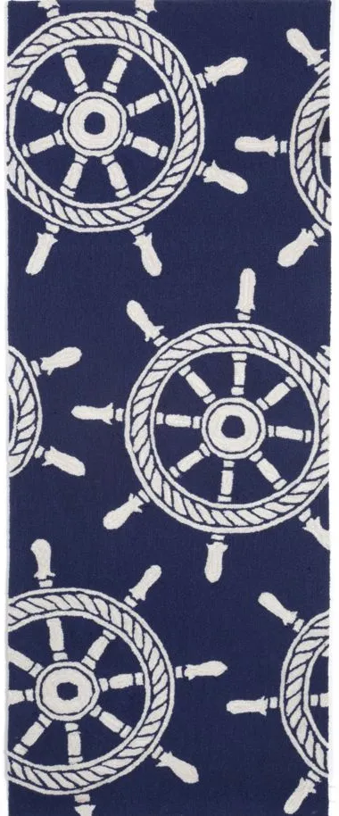 Frontporch Wheel Indoor/Outdoor Area Rug in Navy by Trans-Ocean Import Co Inc