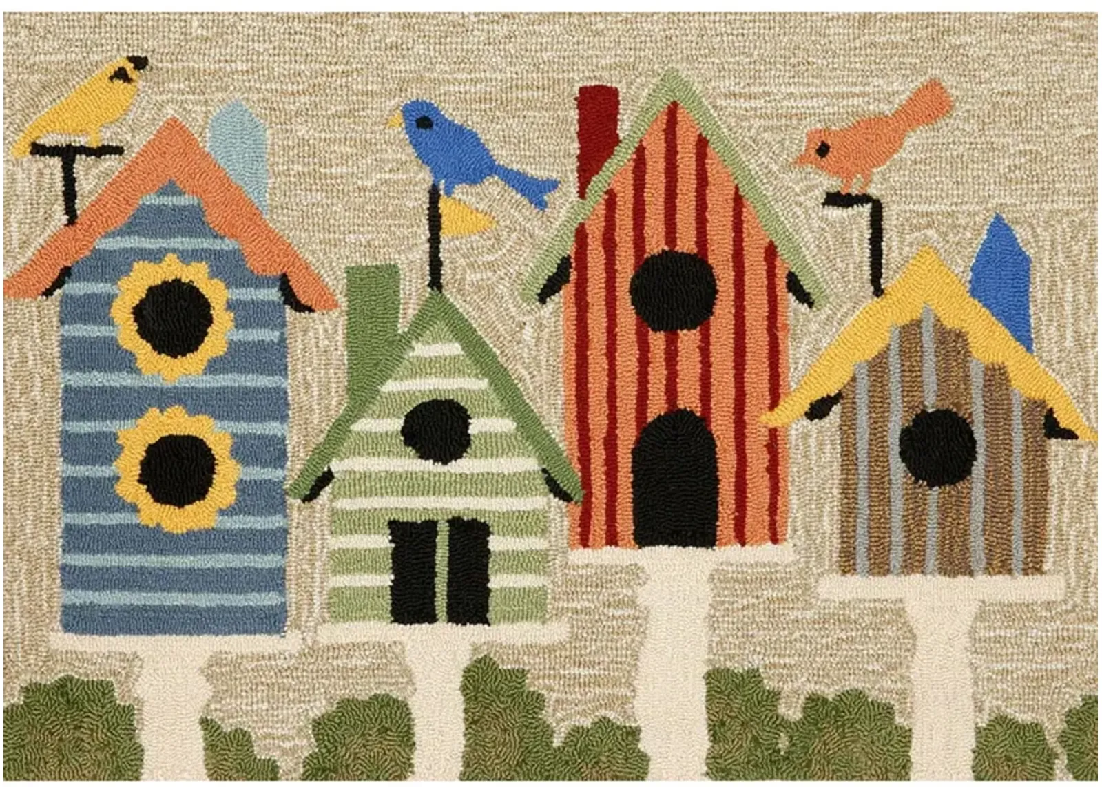 Frontporch Birdhouse Indoor/Outdoor Area Rug in Multi by Trans-Ocean Import Co Inc