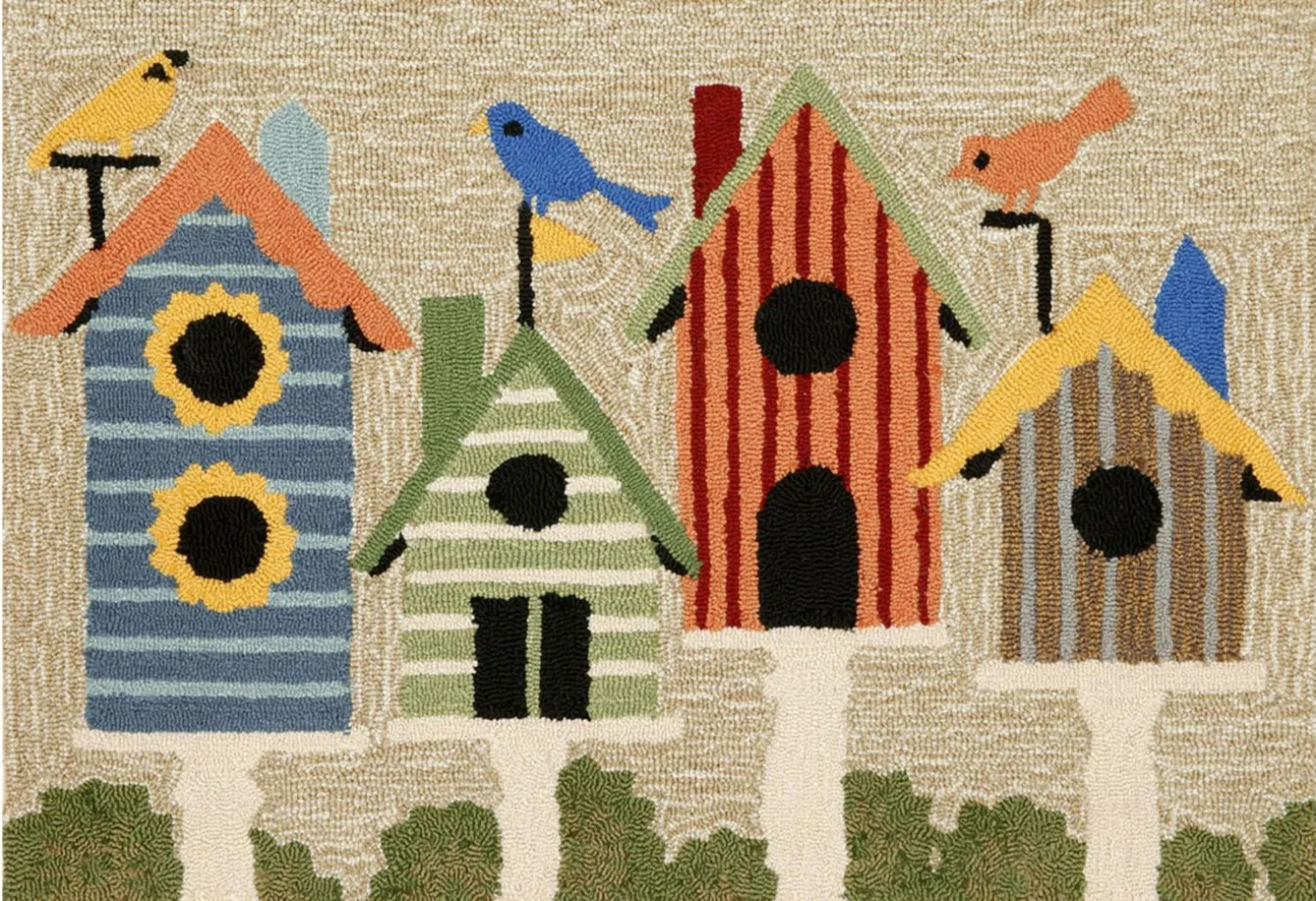 Frontporch Birdhouse Indoor/Outdoor Area Rug in Multi by Trans-Ocean Import Co Inc