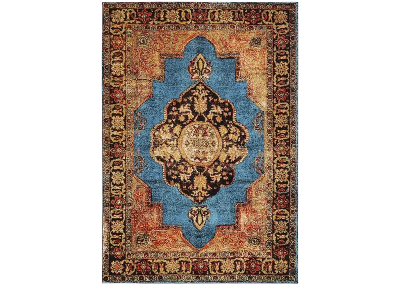 Vintage Hamadan I Area Rug in Gold & Light Blue by Safavieh