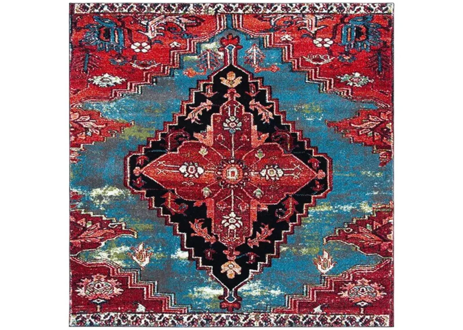 Vintage Hamadan II Area Rug in Blue & Red by Safavieh