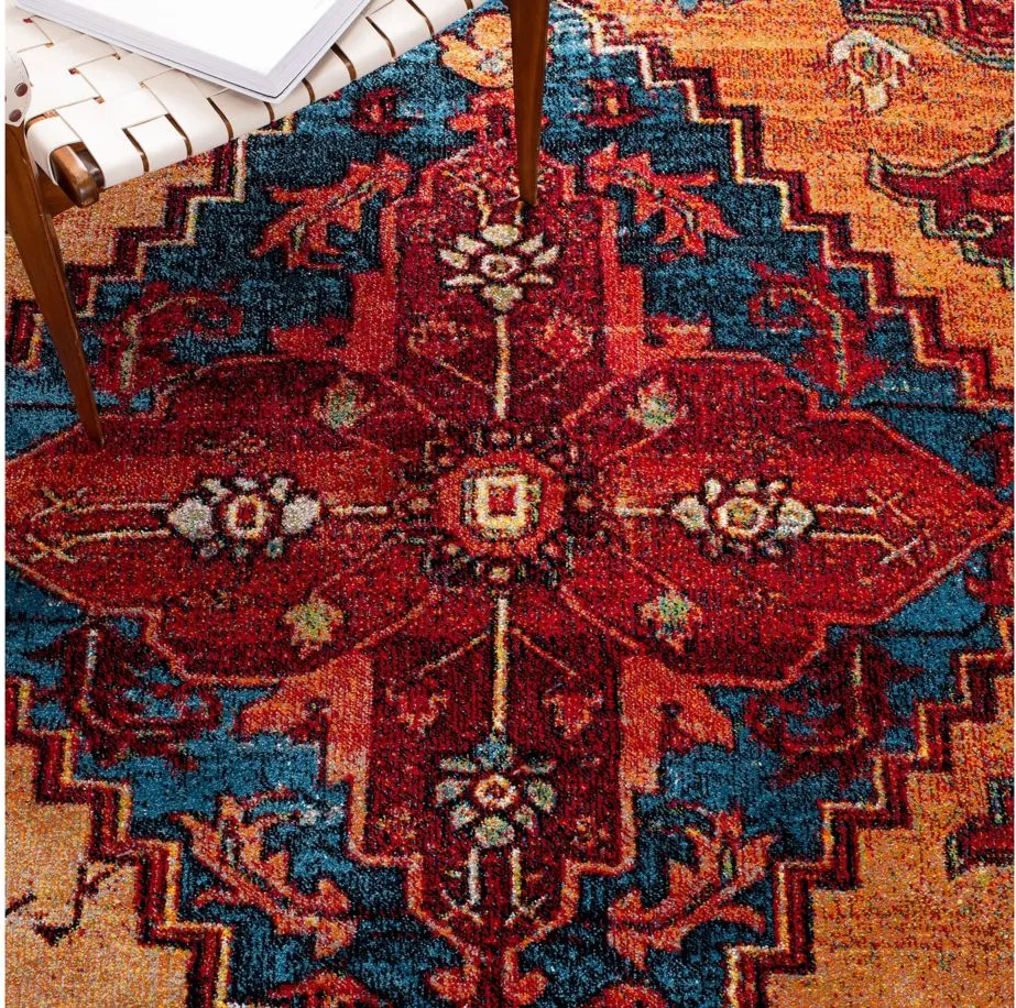 Vintage Hamadan II Area Rug in Red & Blue by Safavieh