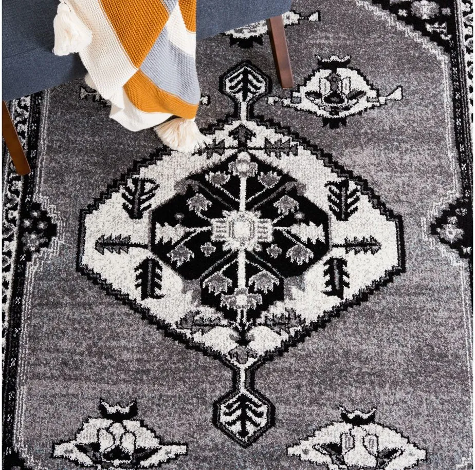 Vintage Hamadan III Area Rug in Grey & Black by Safavieh