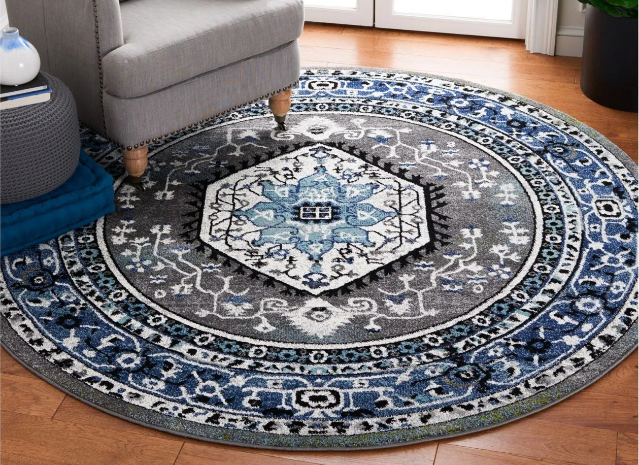 Vintage Hamadan IV Area Rug in Blue & Grey by Safavieh