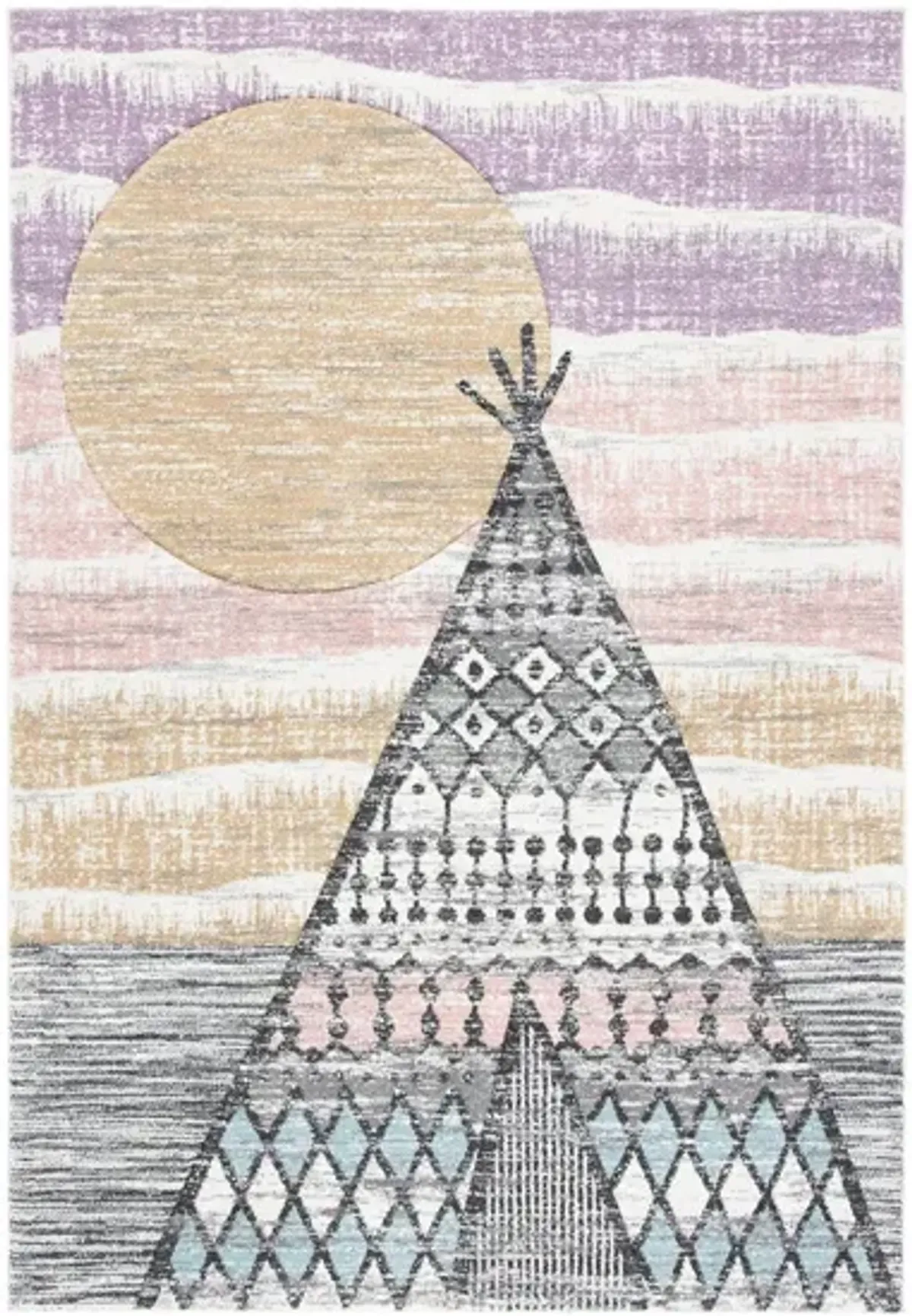 Carousel Tepee Kids Area Rug in Gray & Pink by Safavieh