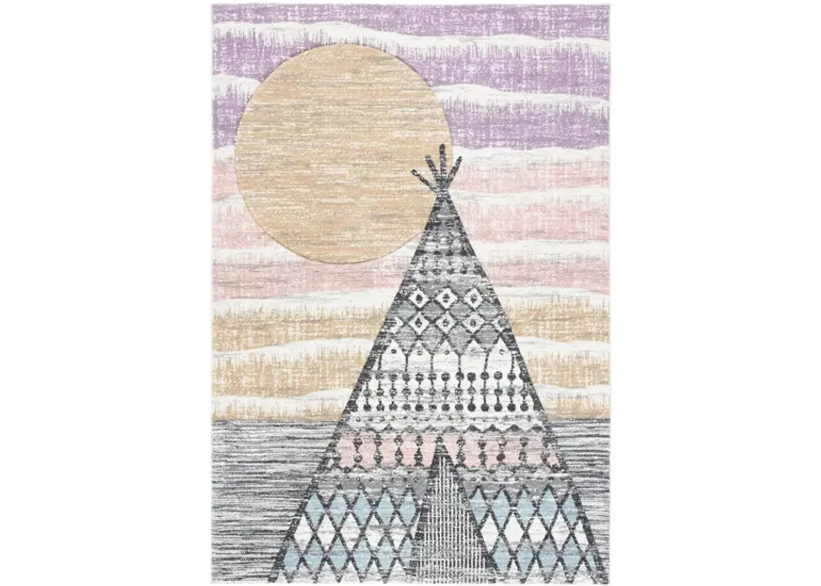 Carousel Tepee Kids Area Rug in Gray & Pink by Safavieh