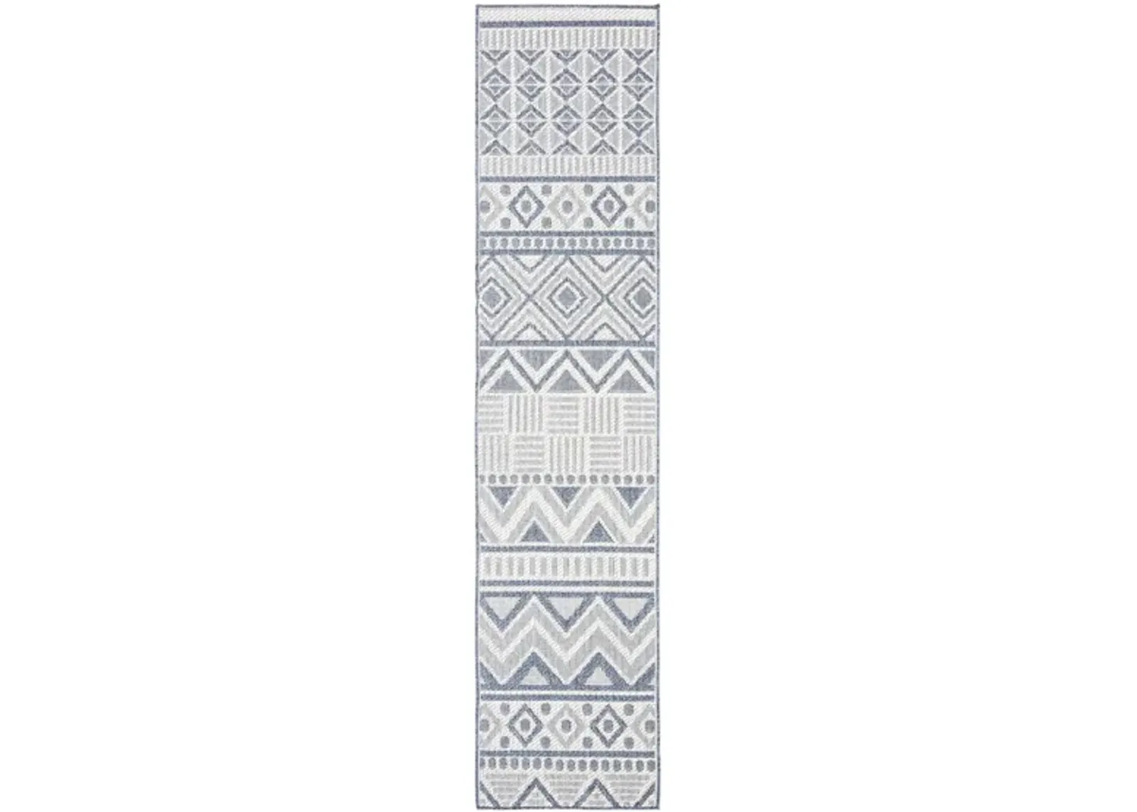 Bermuda Geometric Indoor/Outdoor Runner Rug in Cream & Navy by Safavieh