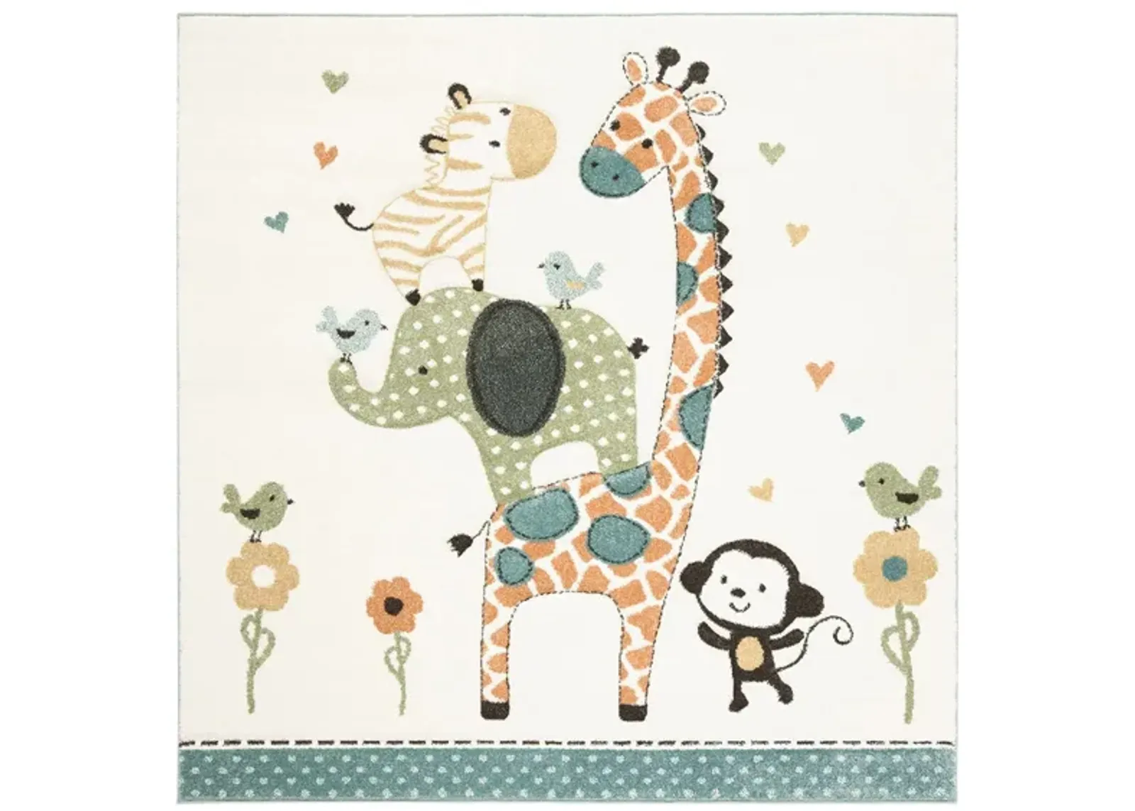 Carousel Zoo Friends Kids Area Rug in Ivory by Safavieh