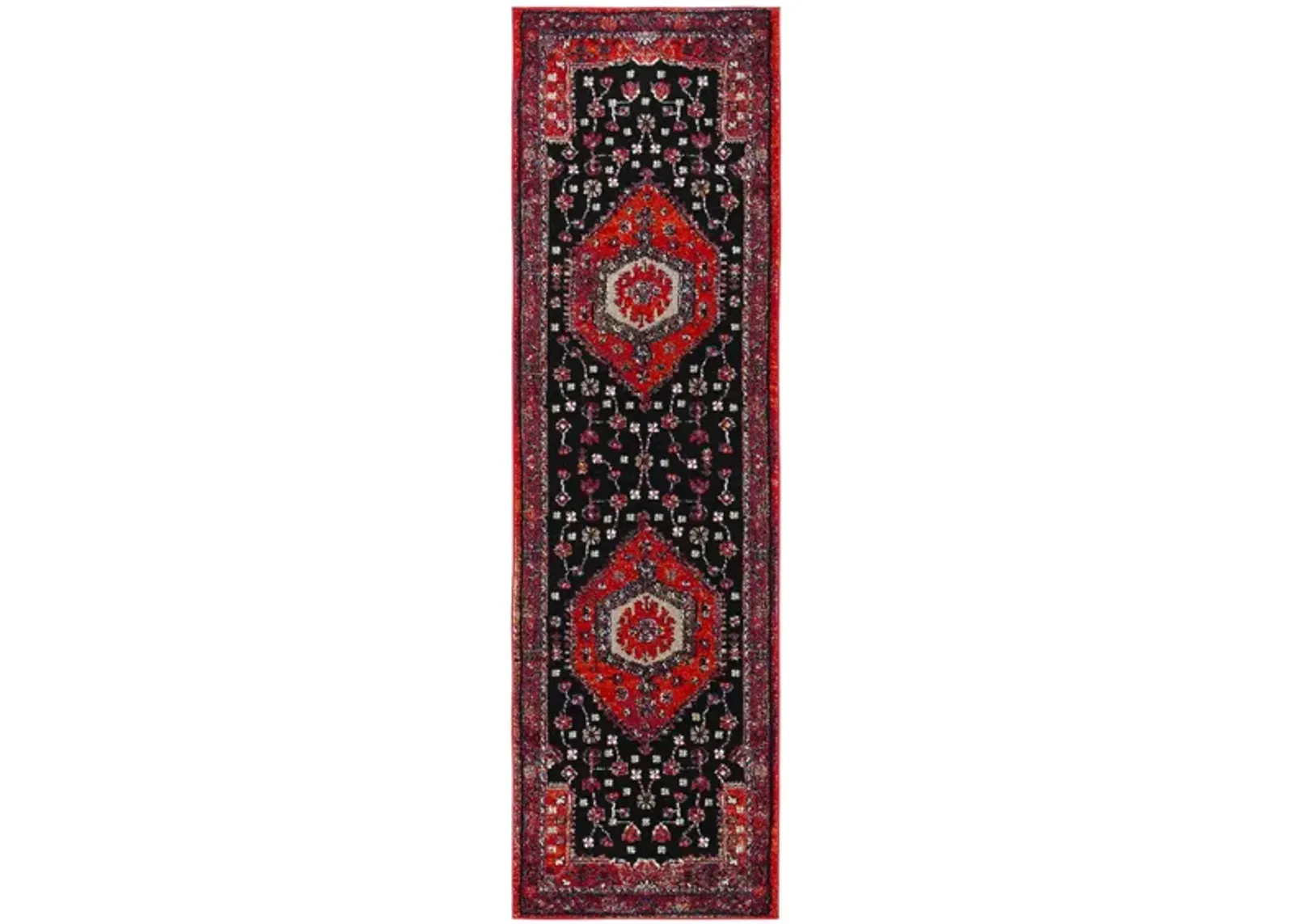 Hamadan Red Runner Rug in Red & Black by Safavieh