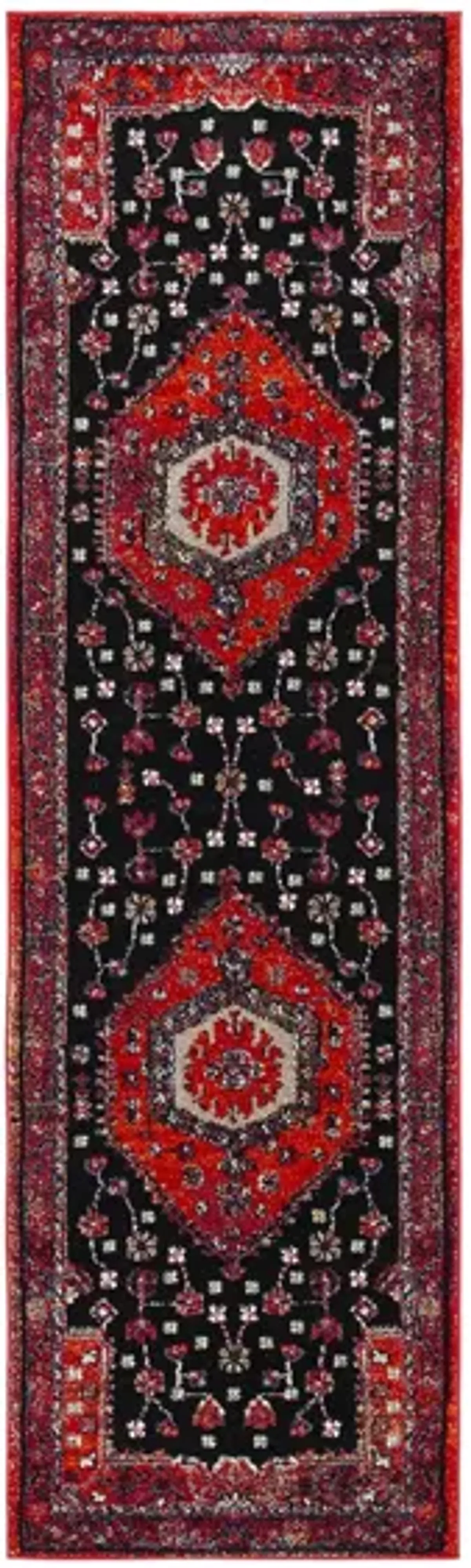 Hamadan Red Runner Rug in Red & Black by Safavieh