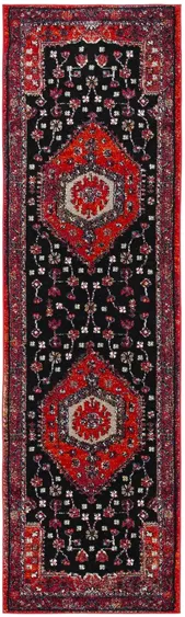 Hamadan Red Runner Rug in Red & Black by Safavieh