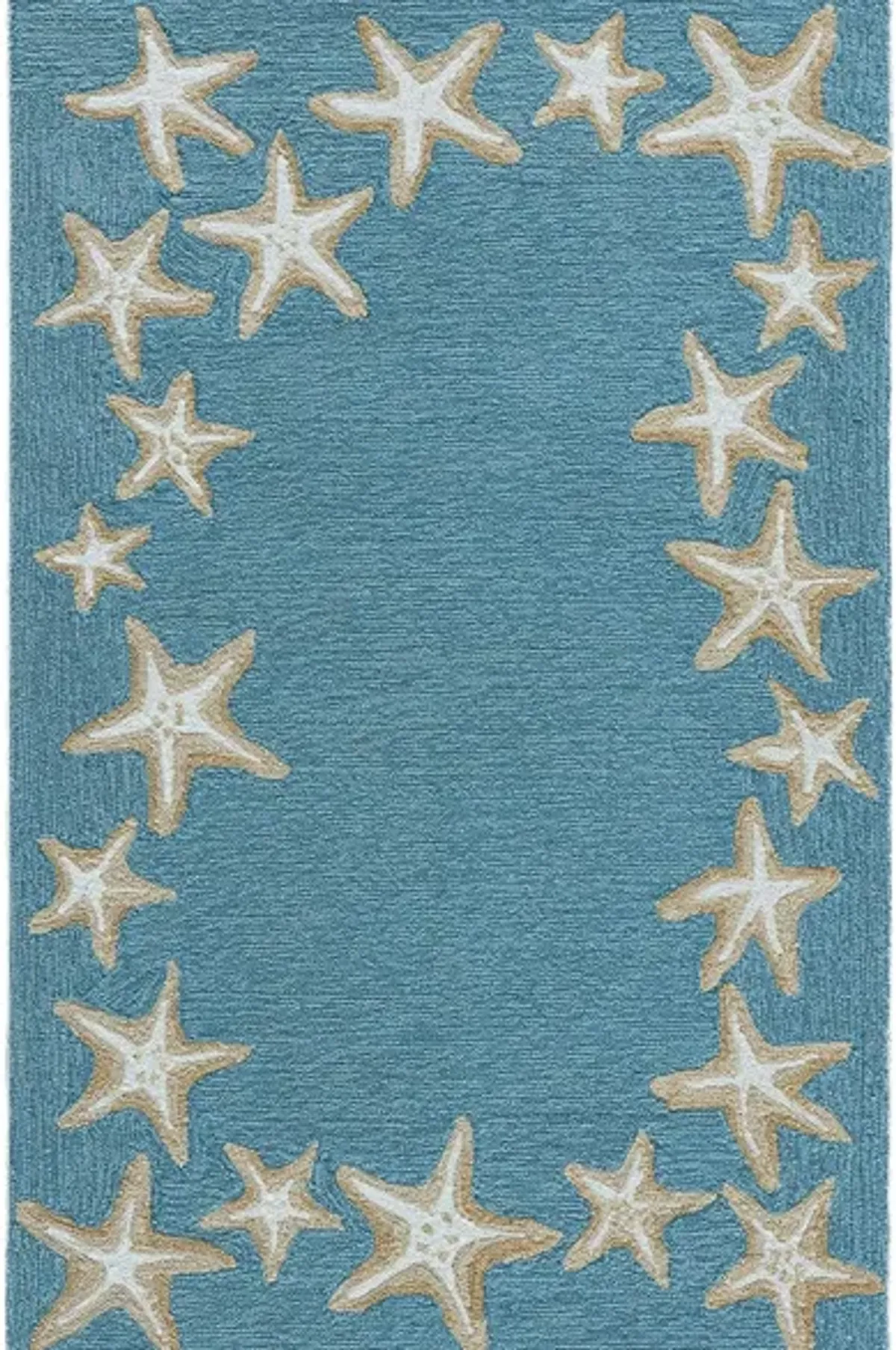 Starfish Border Indoor/Outdoor Area Rug in Aqua by Trans-Ocean Import Co Inc