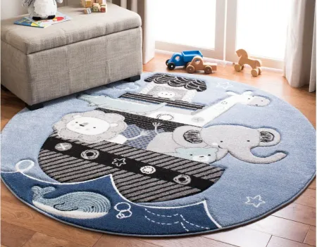 Carousel Arc Kids Area Rug in Blue & Gray by Safavieh