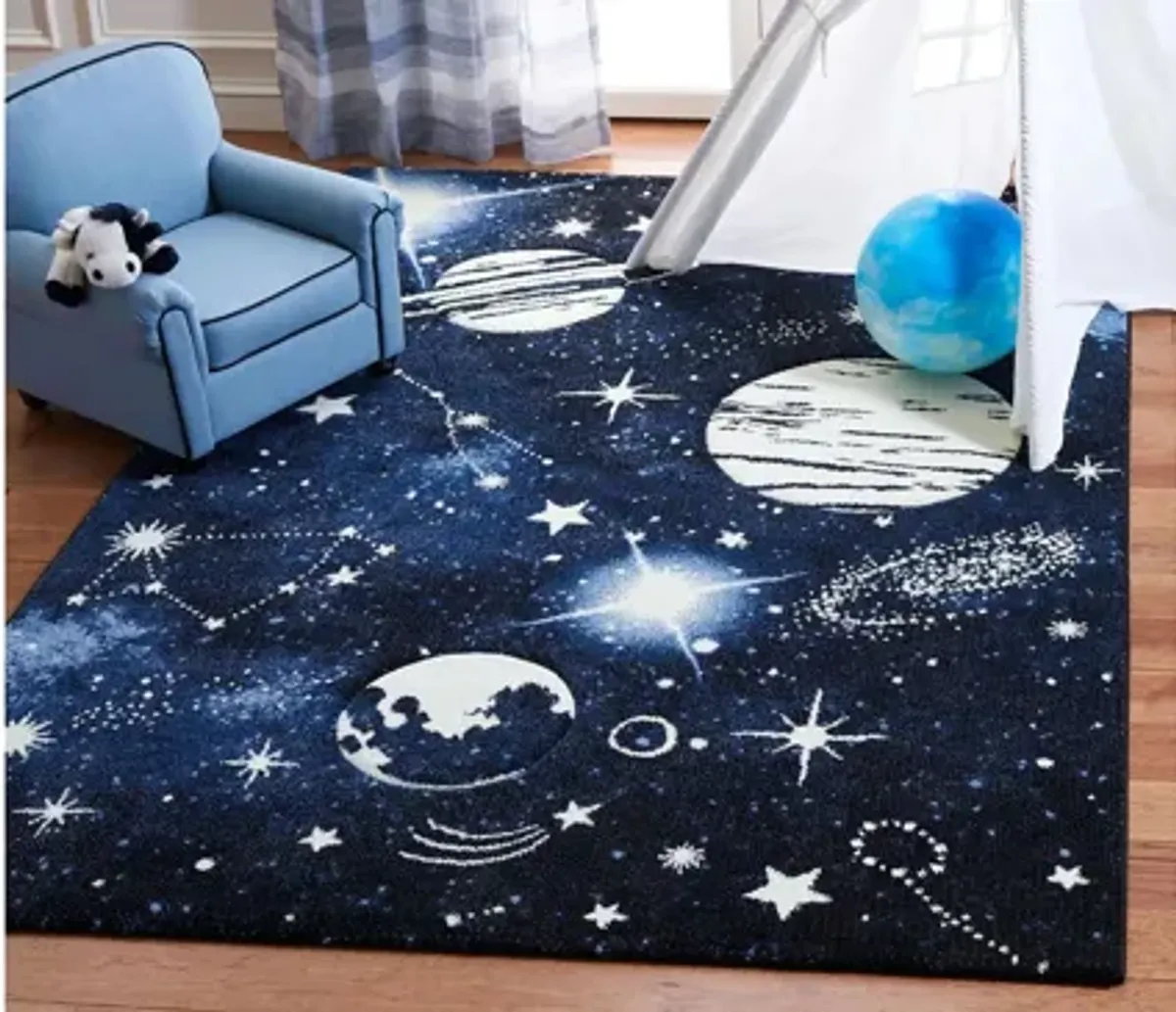 Carousel Outerspace Kids Area Rug