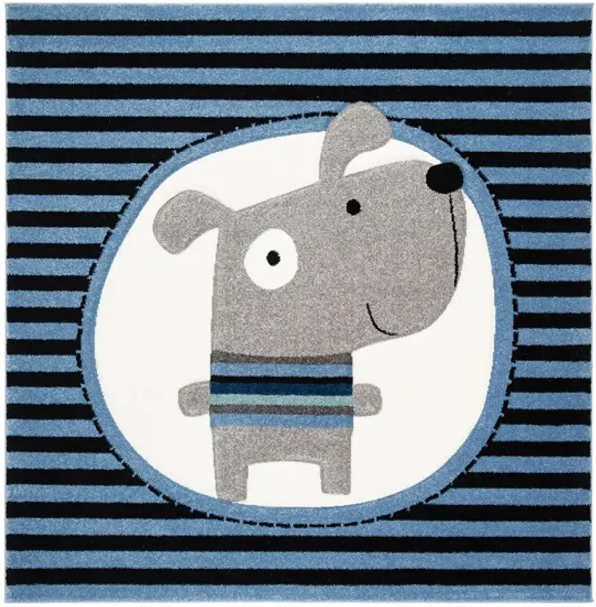 Carousel Puppy Kids Area Rug in Navy & Ivory by Safavieh