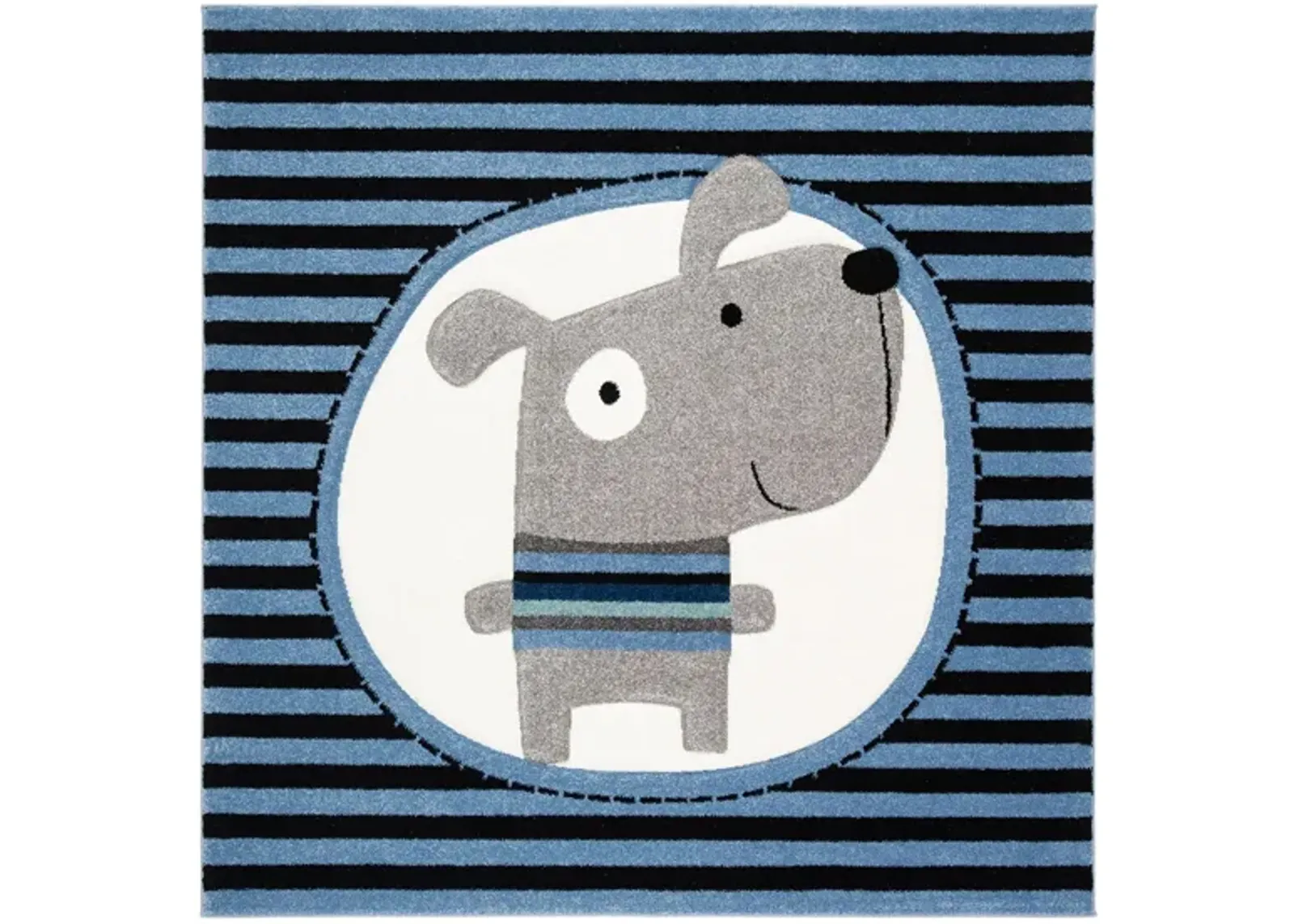 Carousel Puppy Kids Area Rug in Navy & Ivory by Safavieh