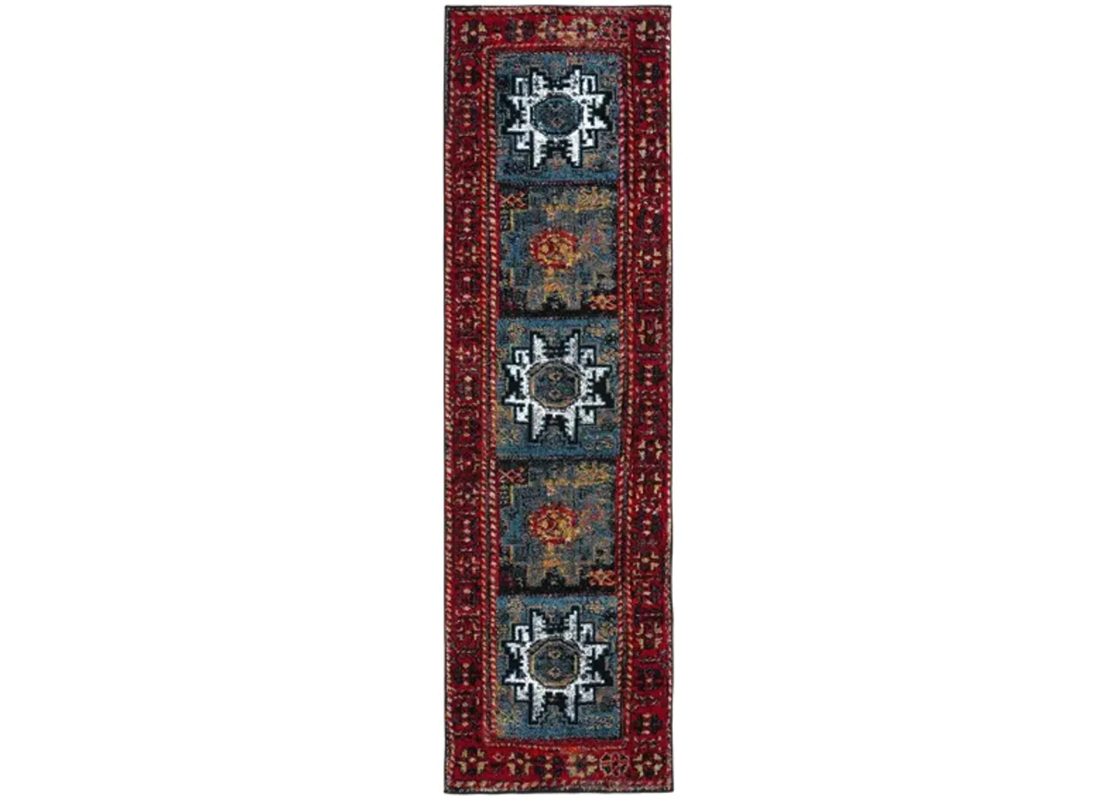 Zagros Red Runner Rug in Red & Light Blue by Safavieh