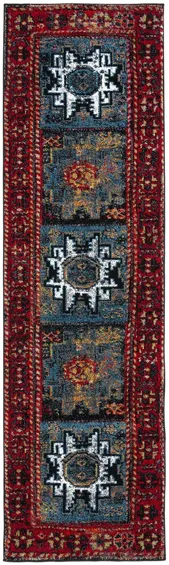 Zagros Red Runner Rug in Red & Light Blue by Safavieh