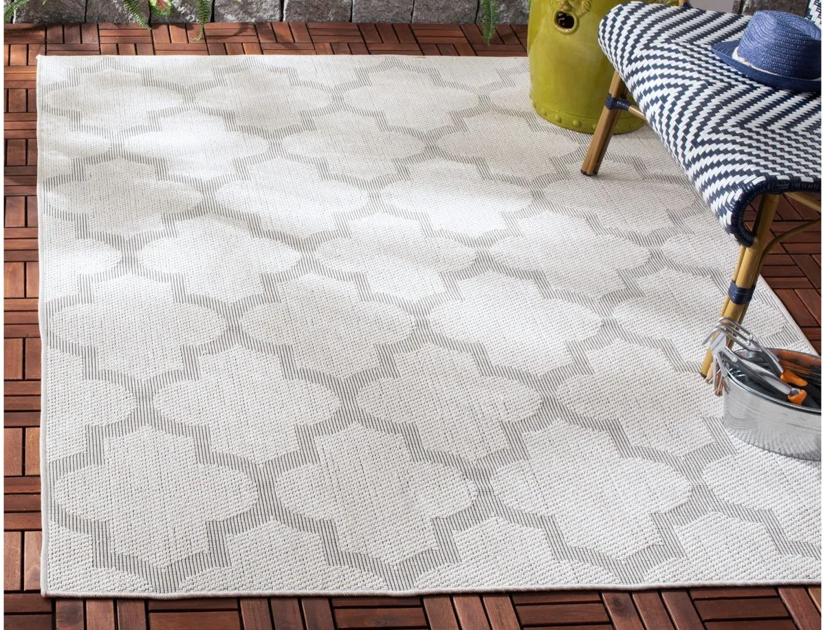 Bermuda Trellis Indoor/Outdoor Square Area Rug in Ivory & Light Gray by Safavieh