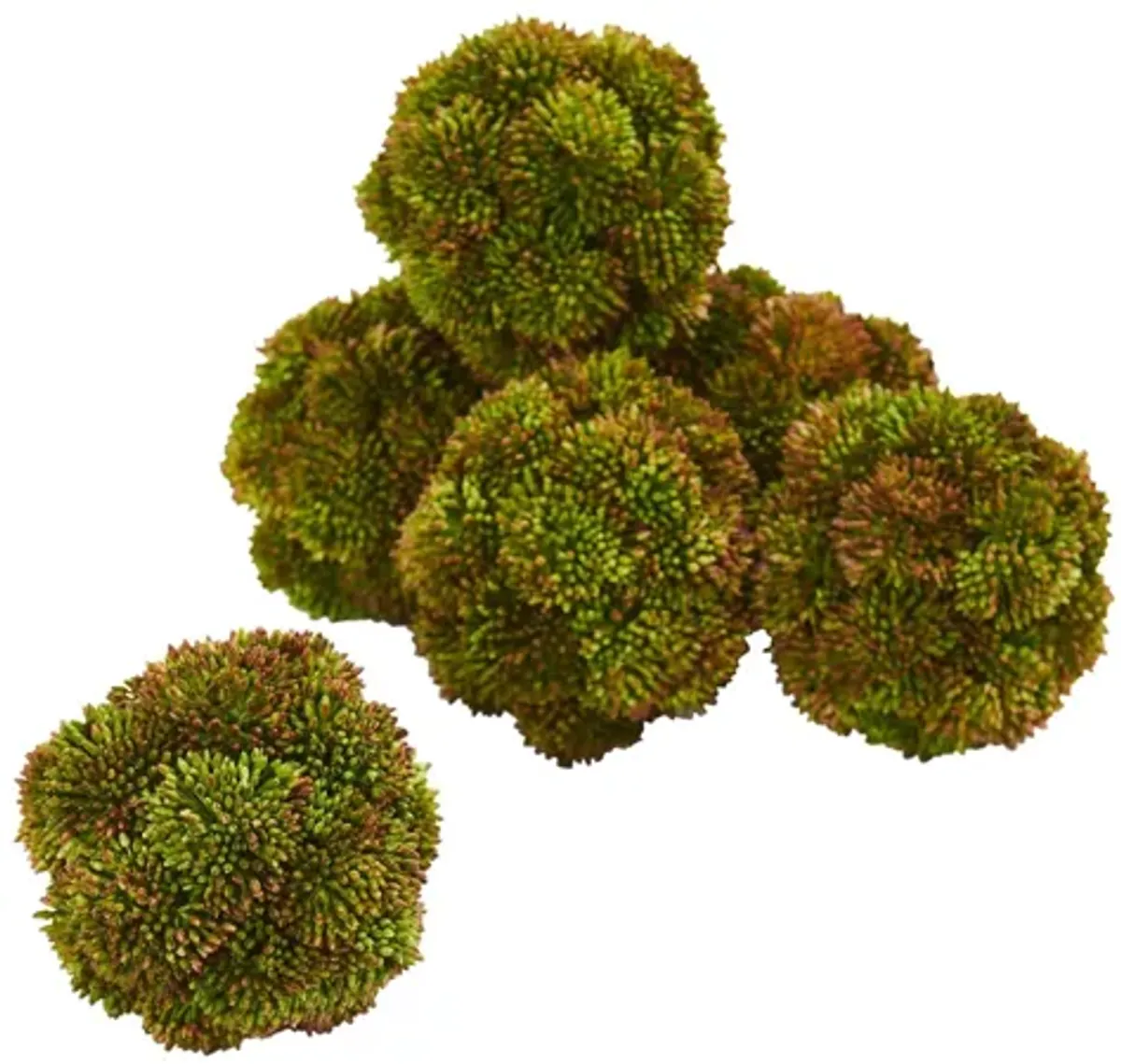 4in. Sedum Artificial Succulent Artificial Spheres (Set of 6) in Green by Bellanest