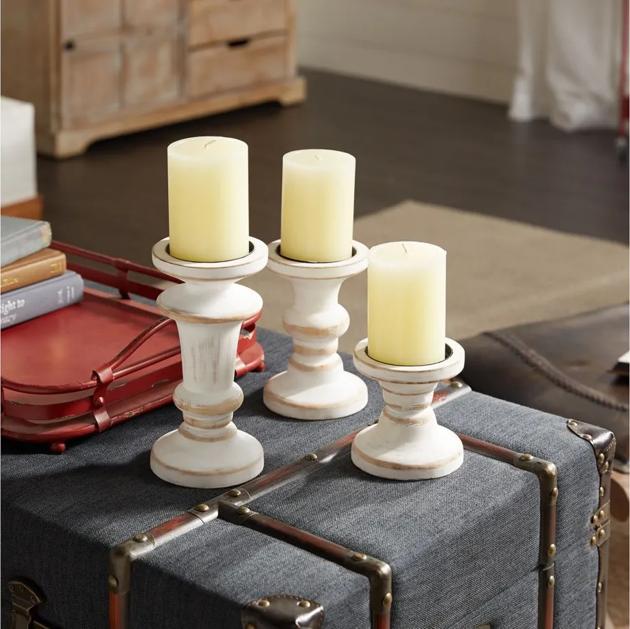 Ivy Collection Cheltenham Candle Holders: Set of 3 in White by UMA Enterprises