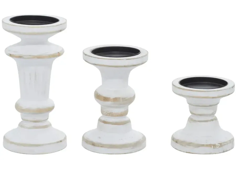 Ivy Collection Cheltenham Candle Holders: Set of 3 in White by UMA Enterprises