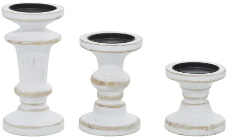 Ivy Collection Cheltenham Candle Holders: Set of 3 in White by UMA Enterprises