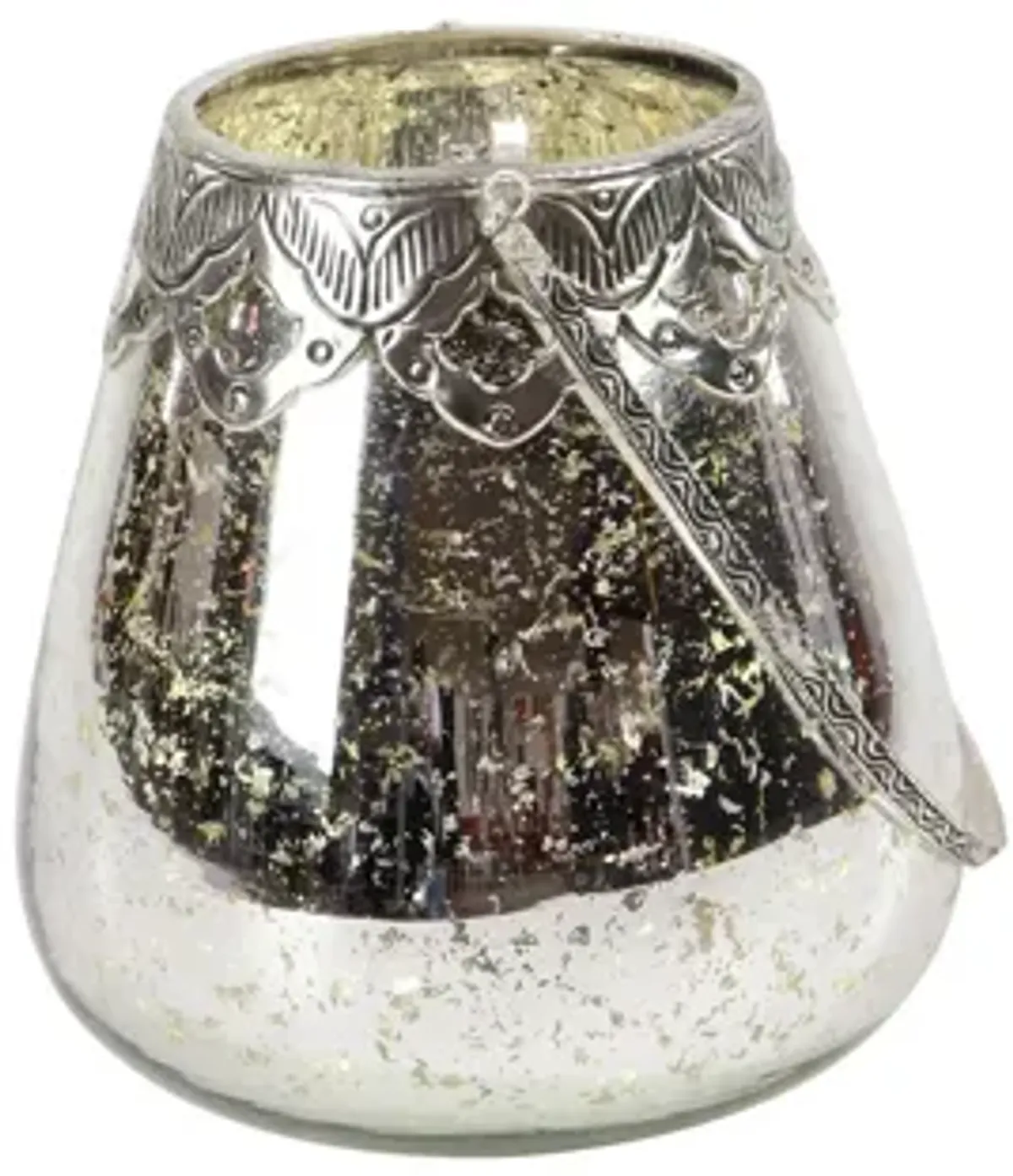 Ivy Collection Set of 3 Silver Glass Candle Holders