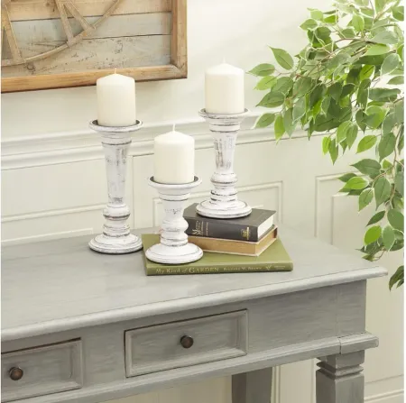 Ivy Collection Ulfer Candle Holders Set of 3 in White by UMA Enterprises