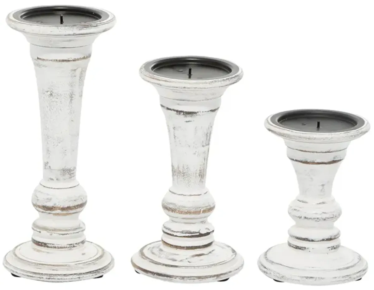 Ivy Collection Ulfer Candle Holders Set of 3 in White by UMA Enterprises