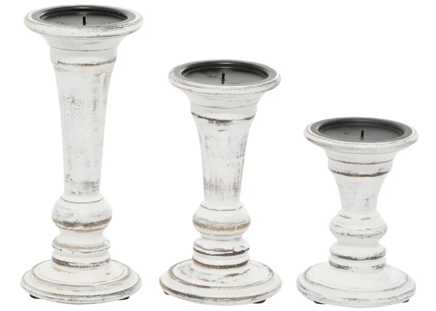 Ivy Collection Ulfer Candle Holders Set of 3 in White by UMA Enterprises