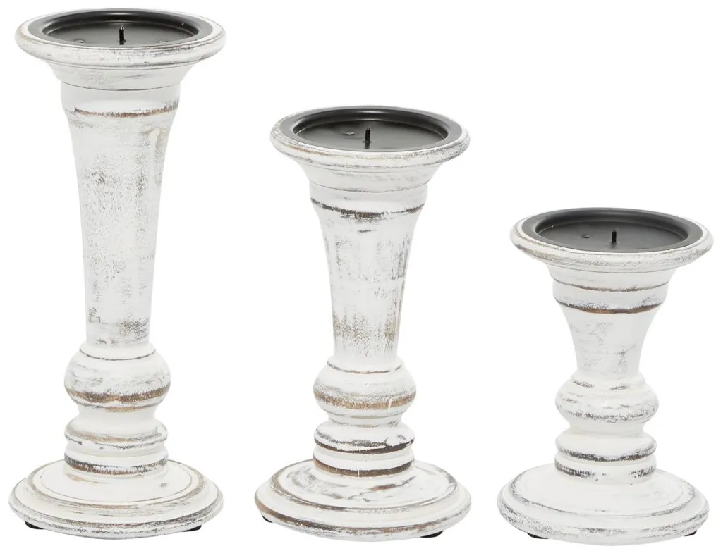 Ivy Collection Ulfer Candle Holders Set of 3 in White by UMA Enterprises