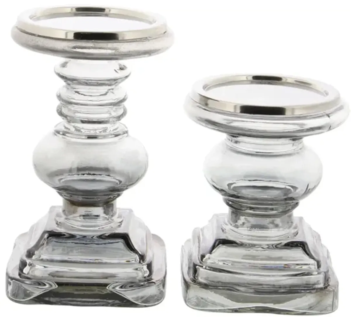 Ivy Collection Set of 2 Glass Candle Holders in Clear by UMA Enterprises