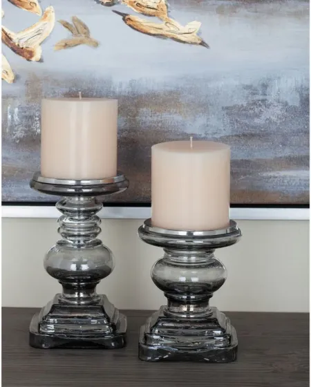 Ivy Collection Set of 2 Glass Candle Holders in Clear by UMA Enterprises