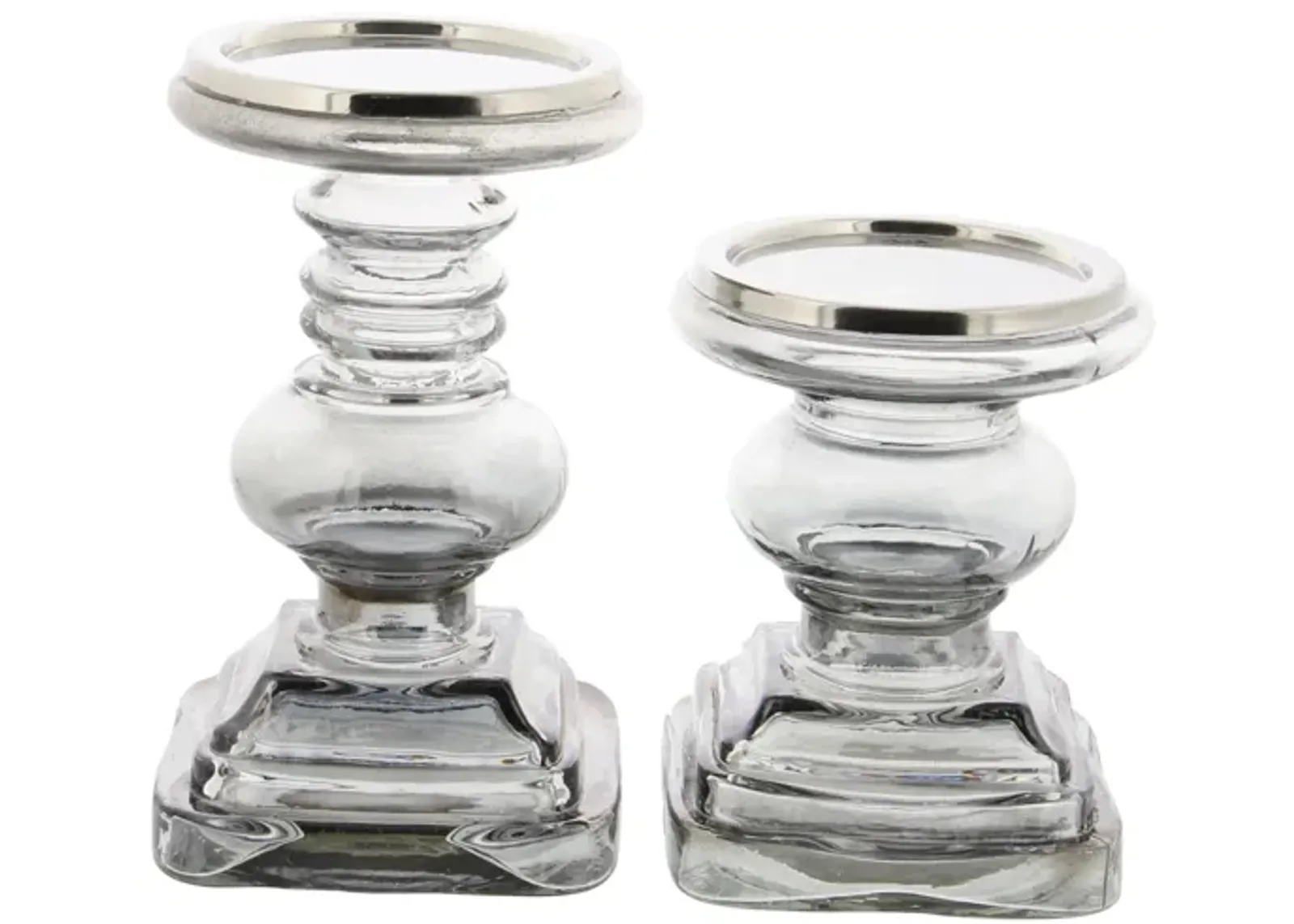 Ivy Collection Set of 2 Glass Candle Holders in Clear by UMA Enterprises