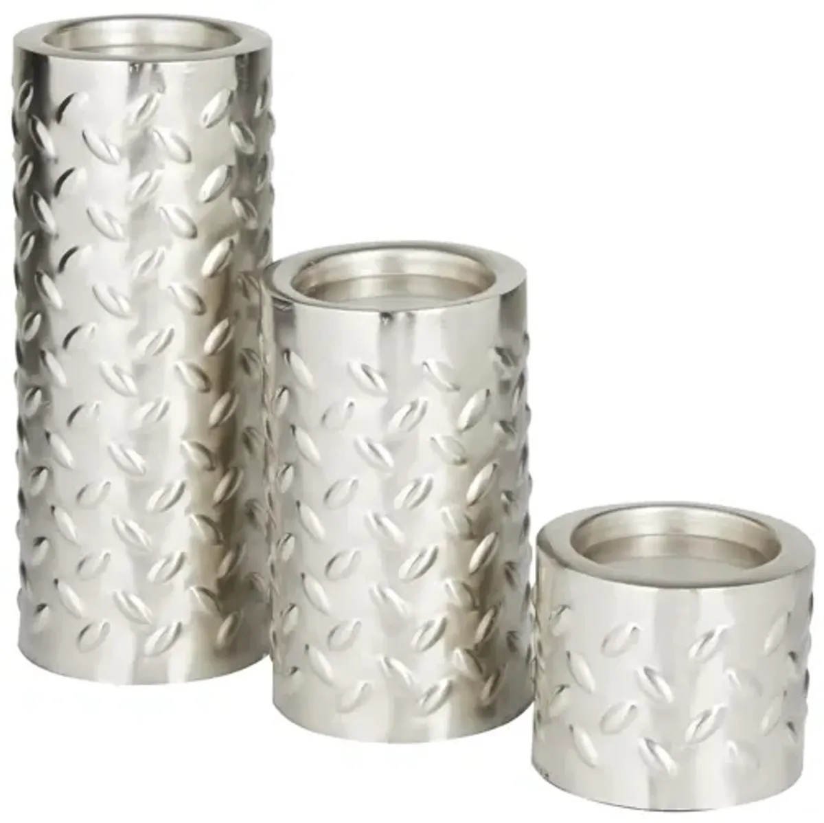 Ivy Collection Silver Metal Candle Holder in Silver by UMA Enterprises