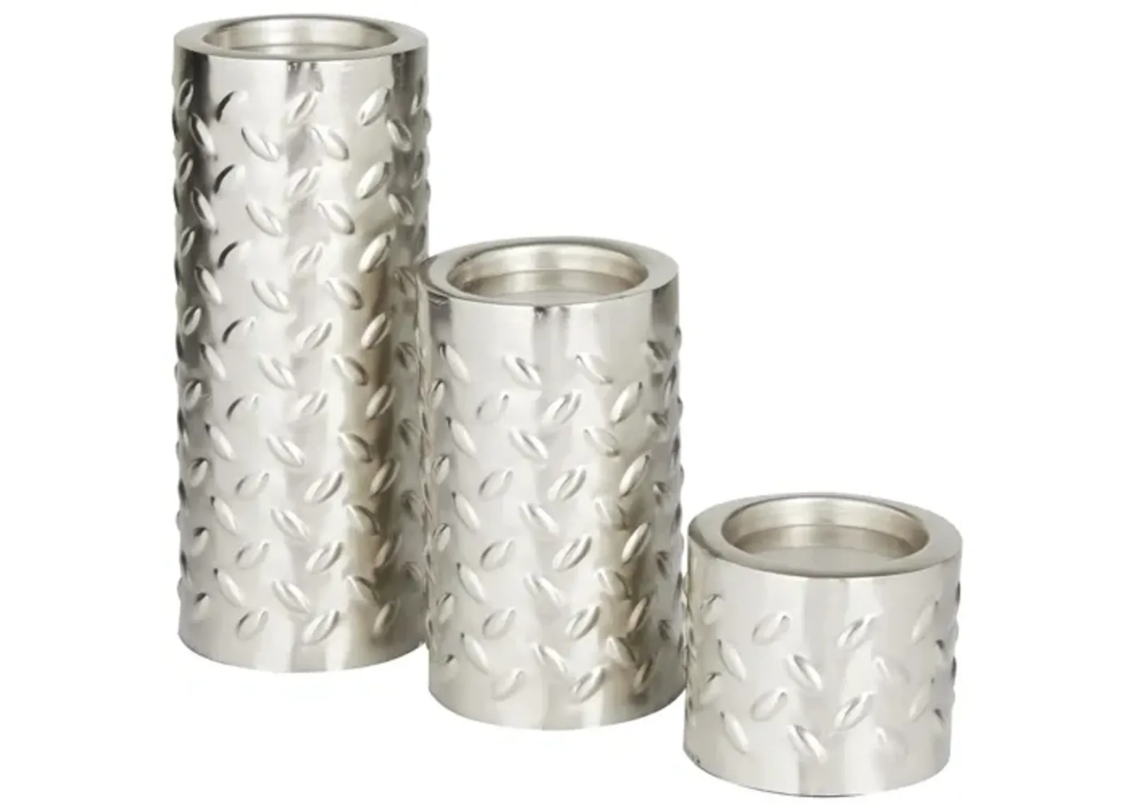 Ivy Collection Silver Metal Candle Holder in Silver by UMA Enterprises