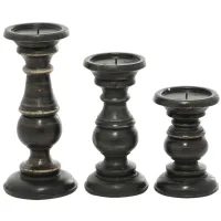 Ivy Collection Apenimon Candle Holders Set of 3 in Black by UMA Enterprises