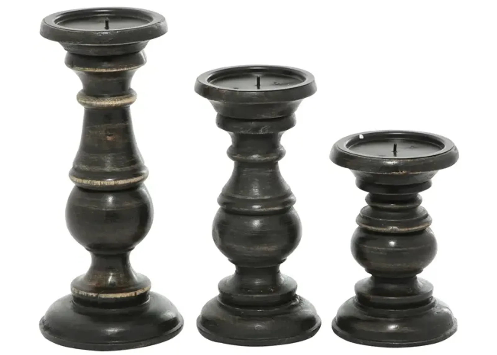 Ivy Collection Apenimon Candle Holders Set of 3 in Black by UMA Enterprises