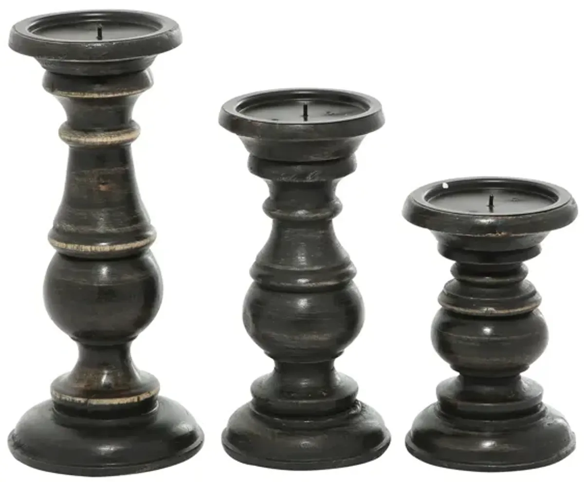 Ivy Collection Apenimon Candle Holders Set of 3 in Black by UMA Enterprises